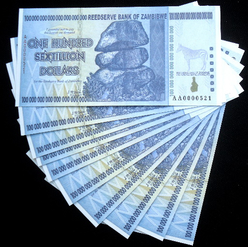Sextillion Zimbabwean Currency 